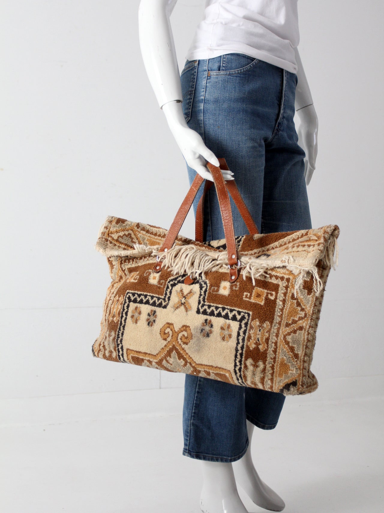 Leather discount carpet bag