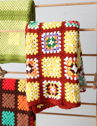 vintage crotchet granny square afghan quilt