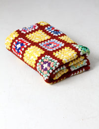 vintage crotchet granny square afghan quilt