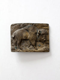 vintage brass bison buckle