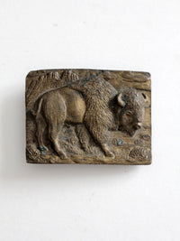 vintage brass bison buckle