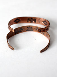 vintage southwestern copper cuff pair