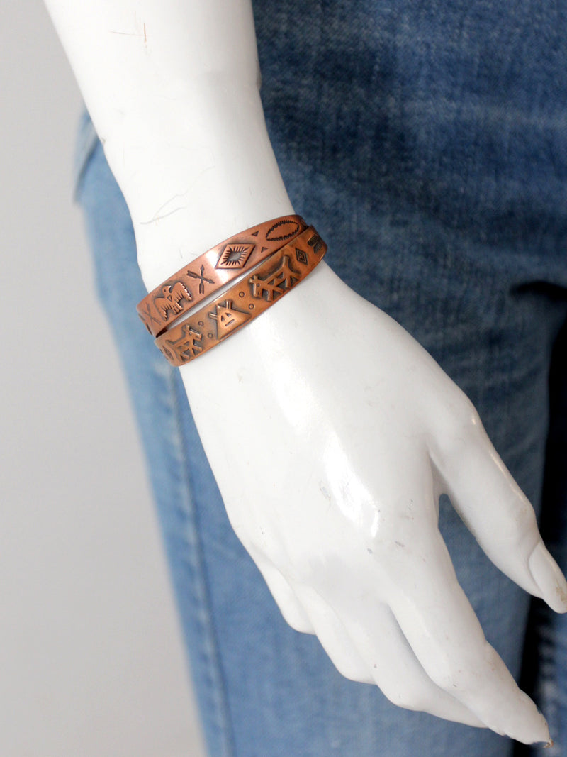 vintage southwestern copper cuff pair