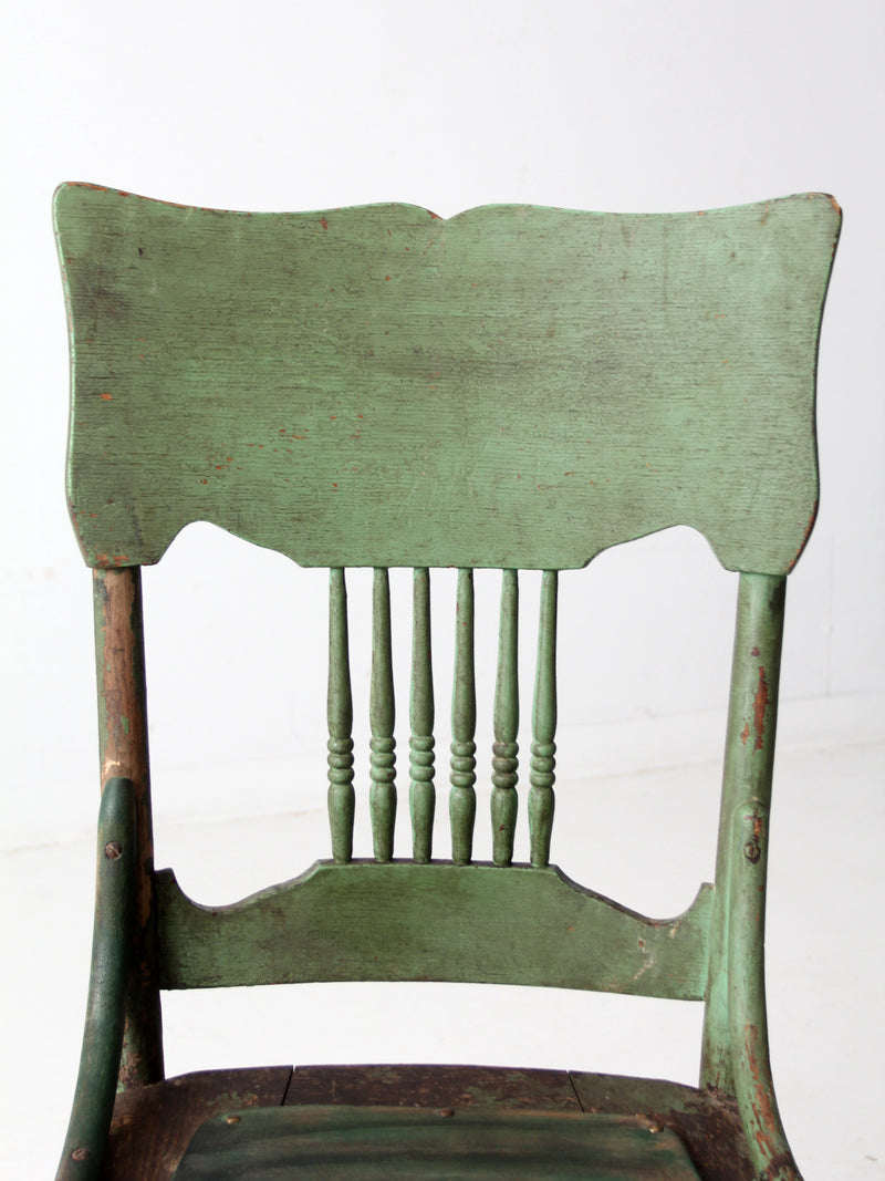 antique green American side chair