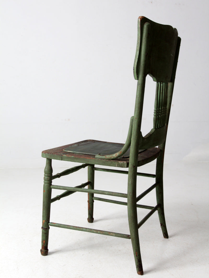 antique green American side chair