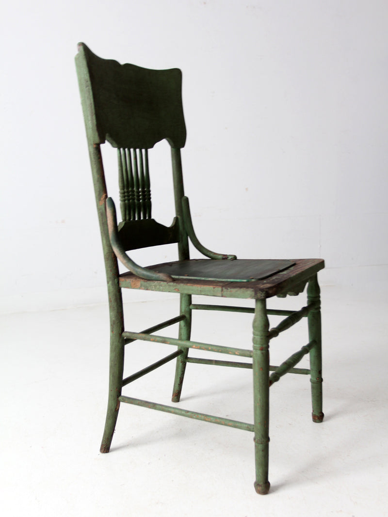 antique green American side chair