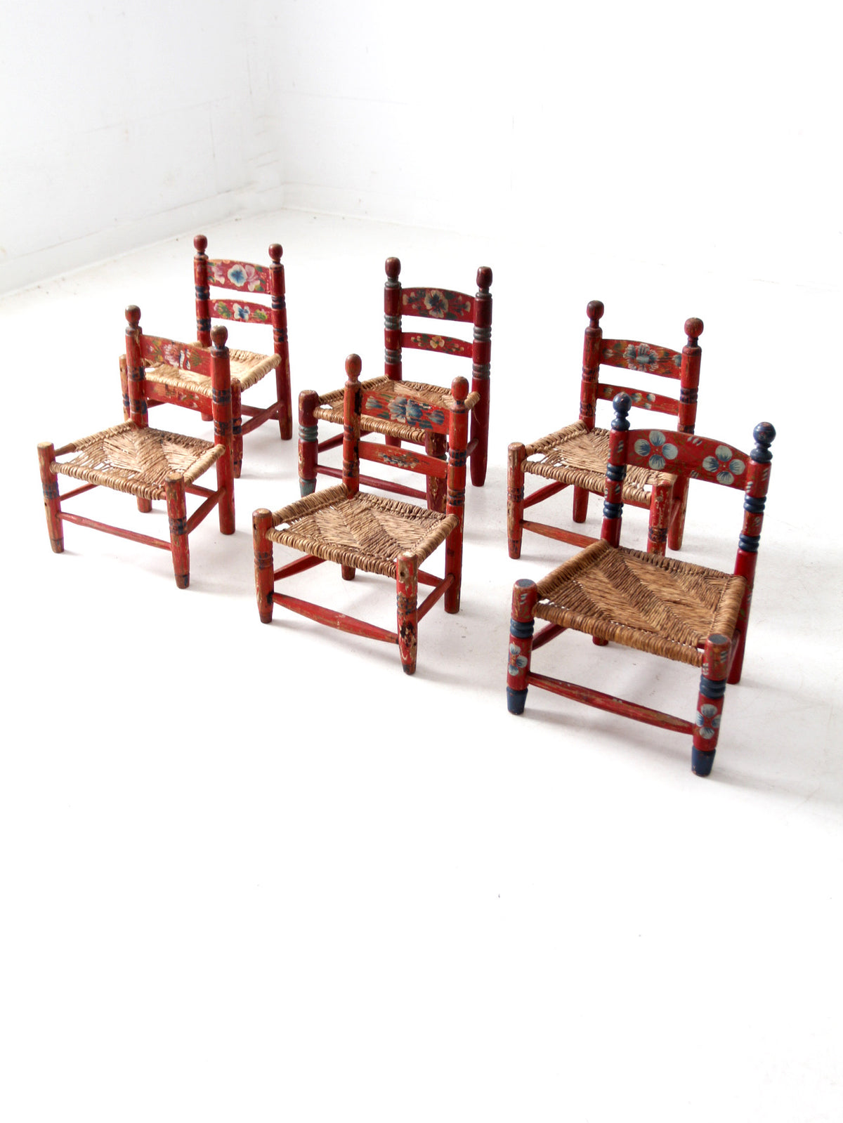 vintage Mexican children's chair collection set of 6