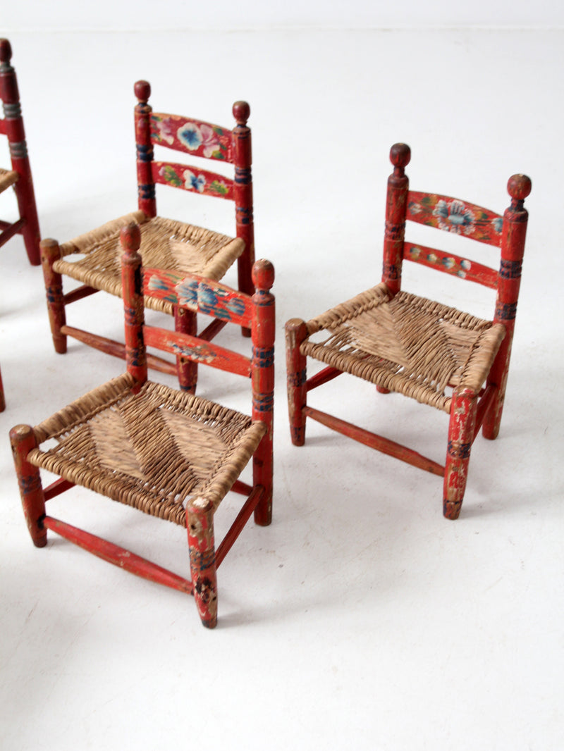 vintage Mexican children's chair collection set of 6