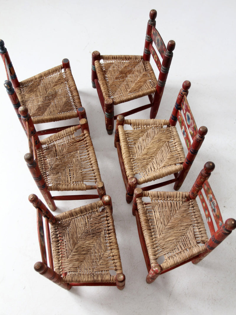 vintage Mexican children's chair collection set of 6