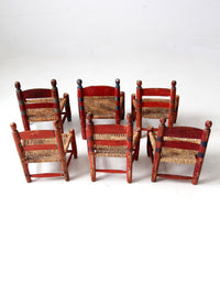 vintage Mexican children's chair collection set of 6