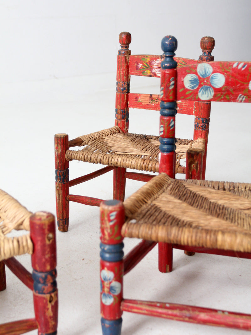 vintage Mexican children's chair collection set of 6