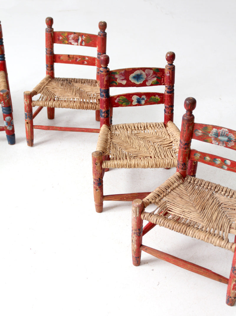 vintage Mexican children's chair collection set of 6