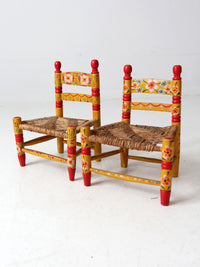 vintage Mexican folk art kid's chairs pair