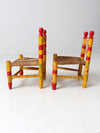 vintage Mexican folk art kid's chairs pair