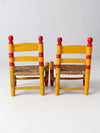 vintage Mexican folk art kid's chairs pair