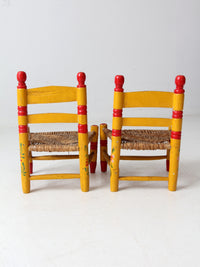 vintage Mexican folk art kid's chairs pair