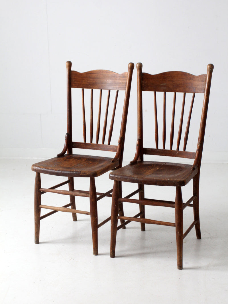 antique farmhouse dining chairs pair