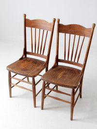 antique farmhouse dining chairs pair