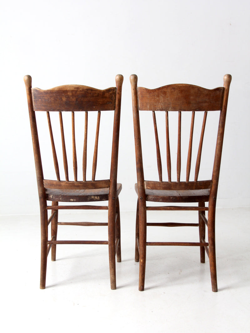 antique farmhouse dining chairs pair