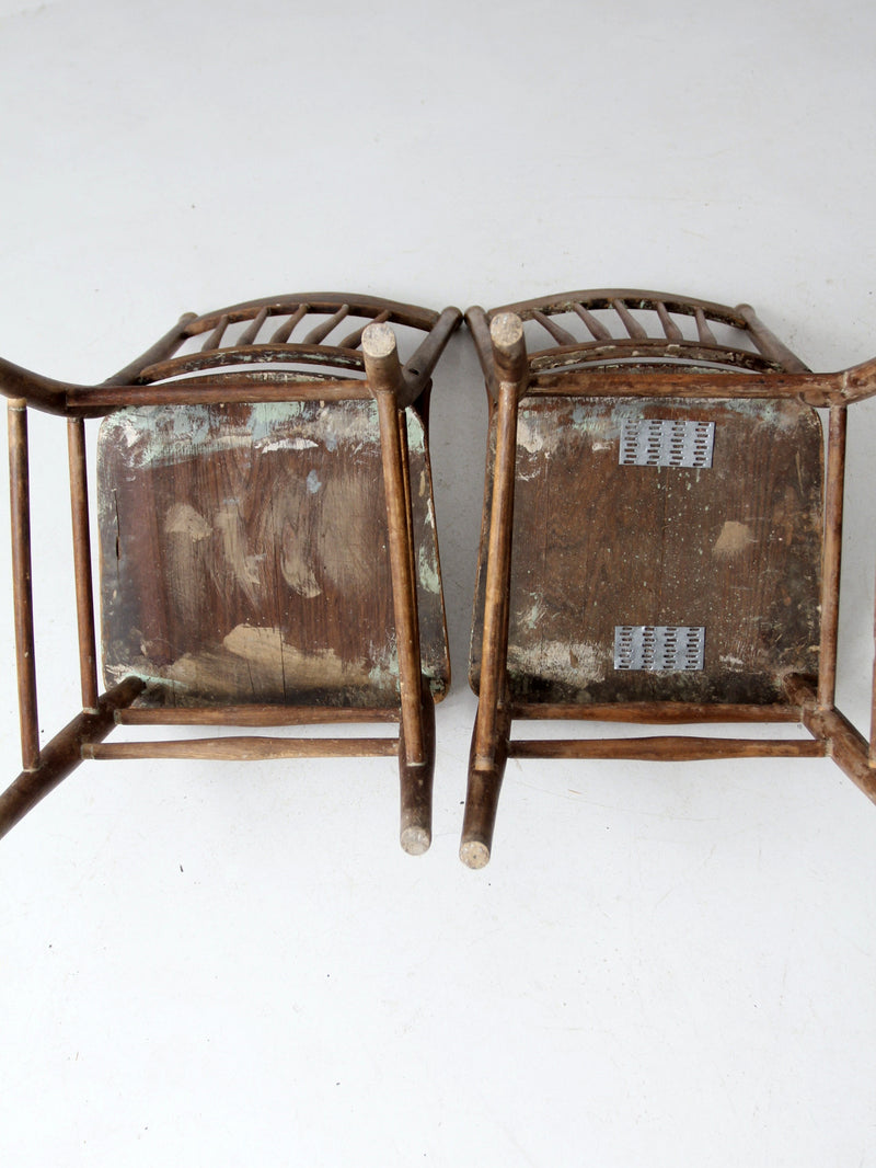 antique farmhouse dining chairs pair