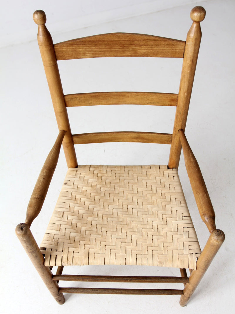 antique woven seat armchair