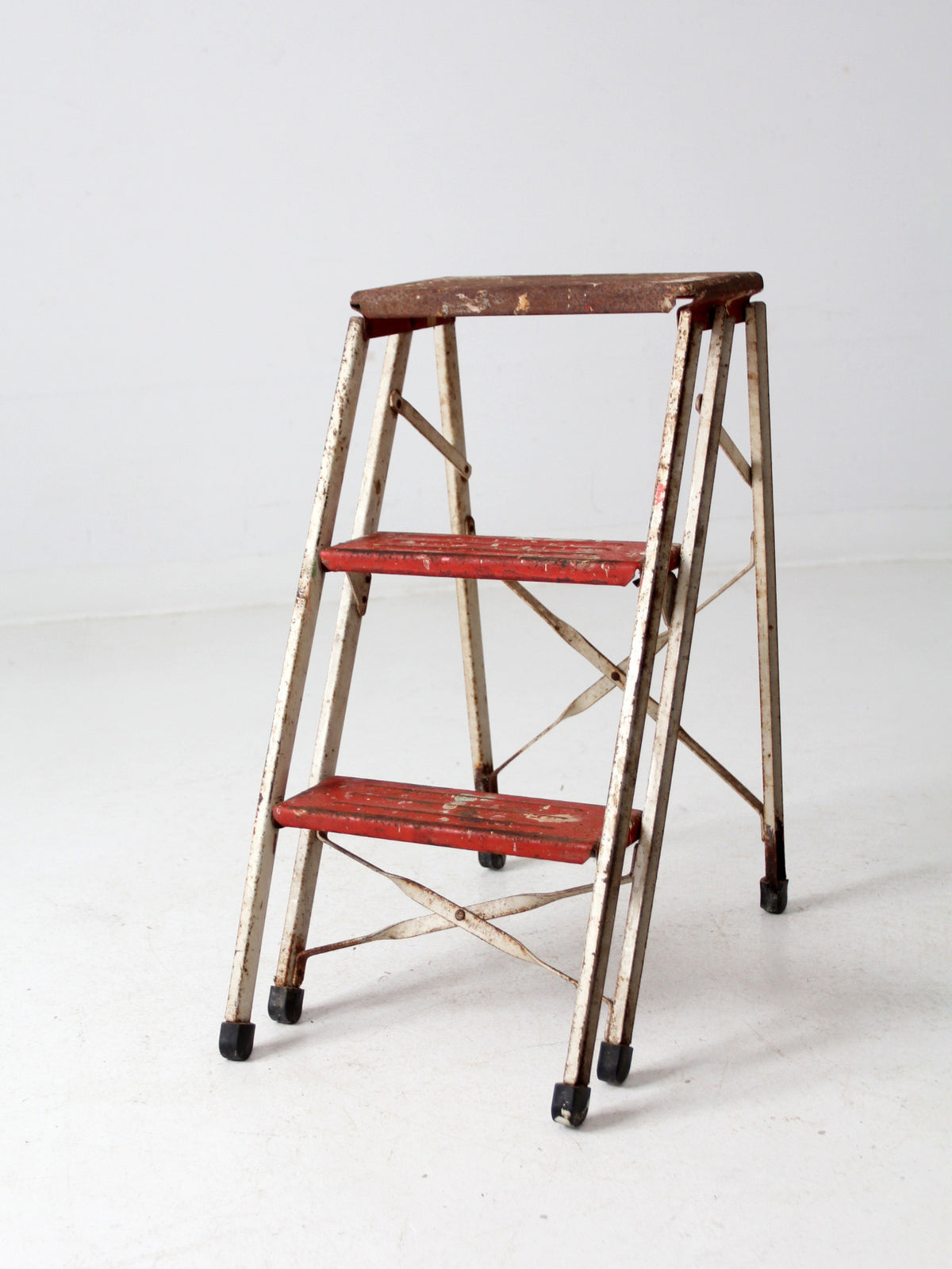 vintage metal folding step ladder