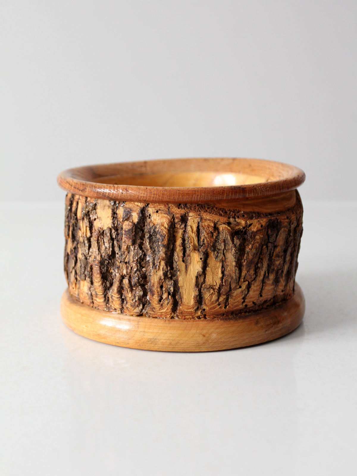 vintage wood bark bowl