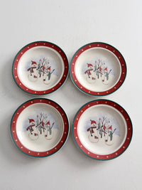 vintage Royal Season Stoneware snowman dishes set of 4