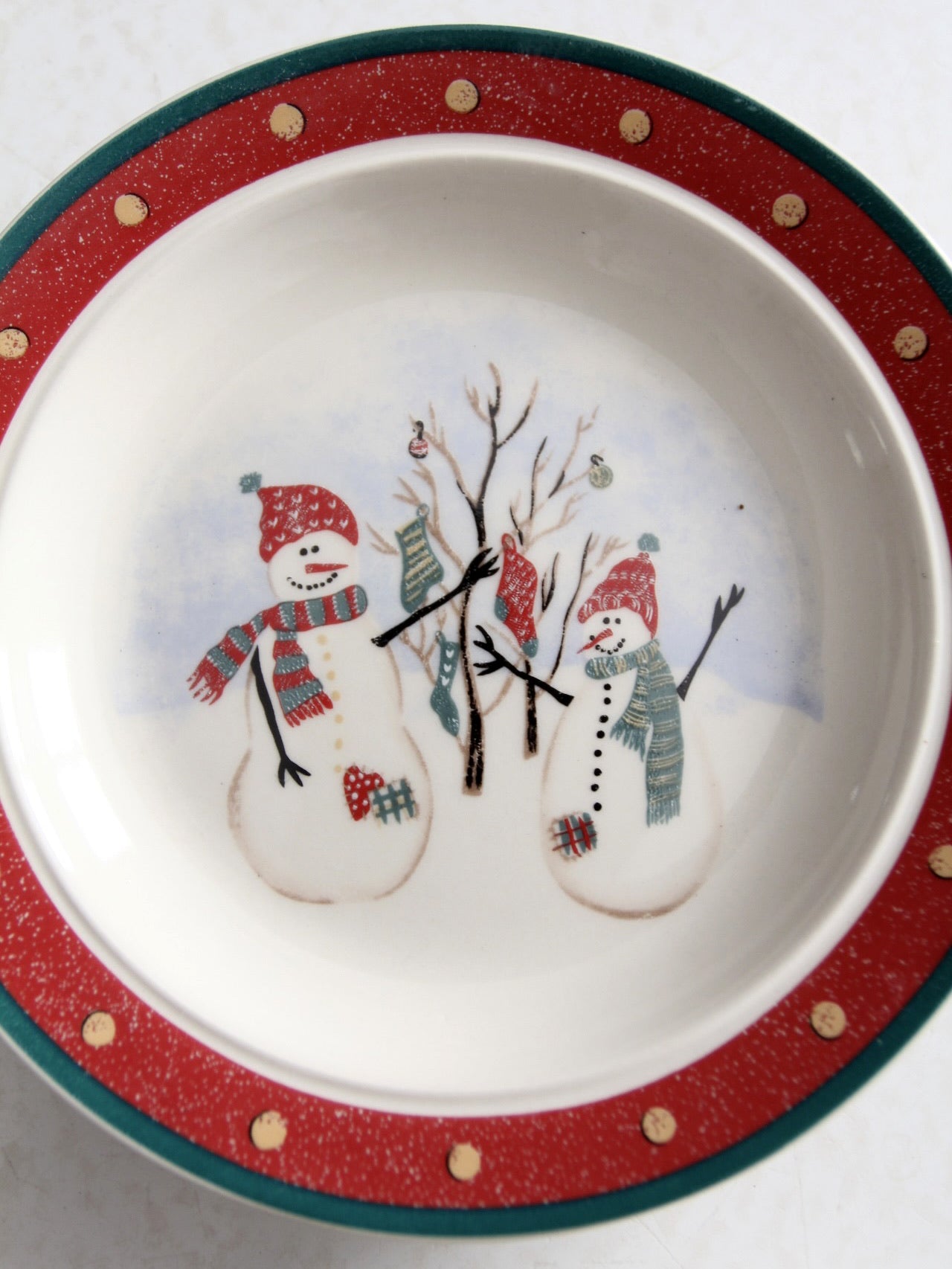 Vintage Stoneware We can build popular a Snowman Christmas Dinnerware Service 4 Platter