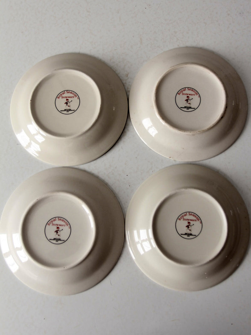 vintage Royal Season Stoneware snowman dishes set of 4