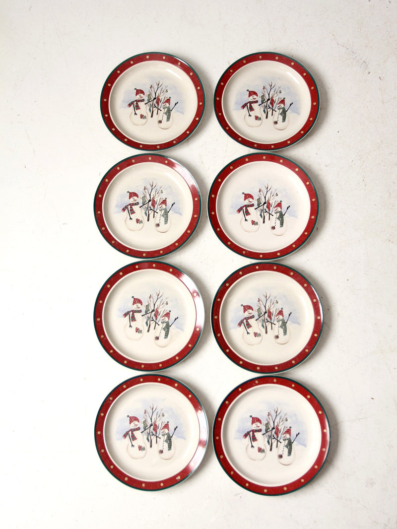 vintage Royal Season Stoneware snowman plates set of 8