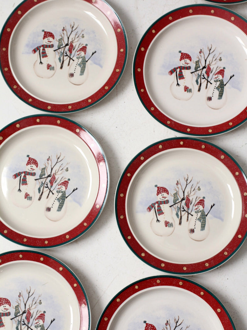 vintage Royal Season Stoneware snowman plates set of 8