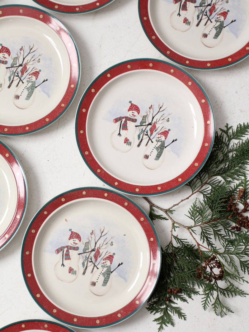 vintage Royal Season Stoneware snowman plates set of 8