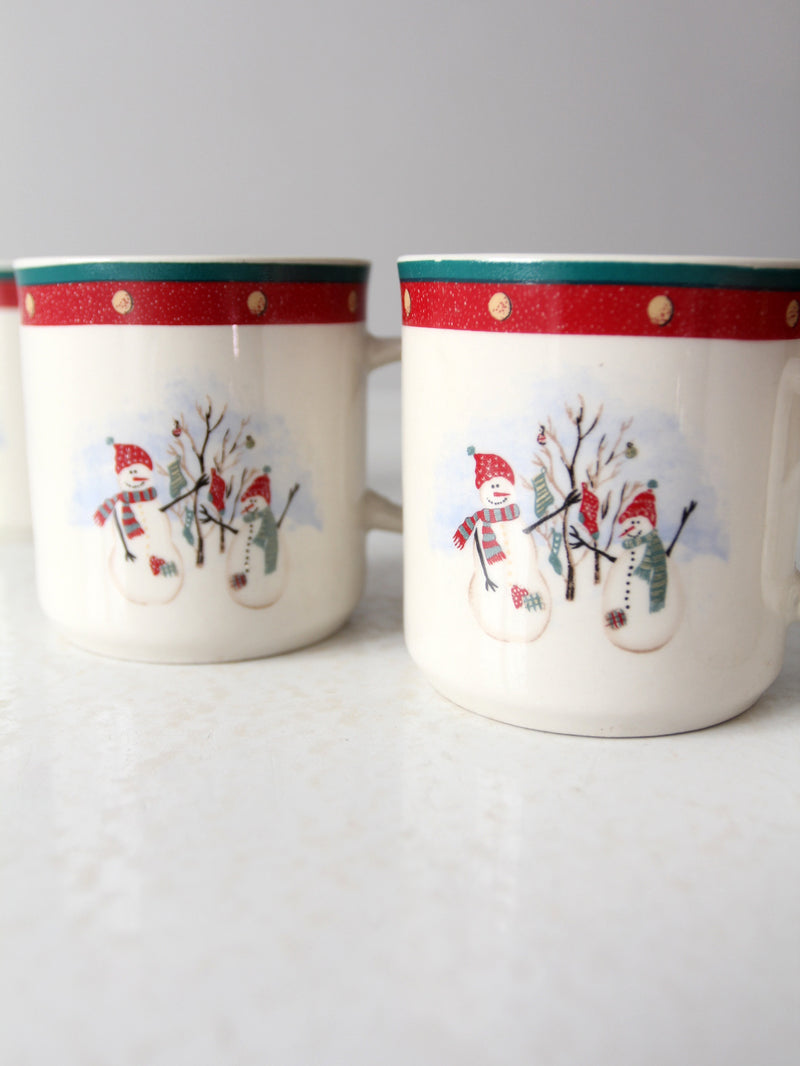 vintage Royal Season Stoneware snowman mugs set of 4