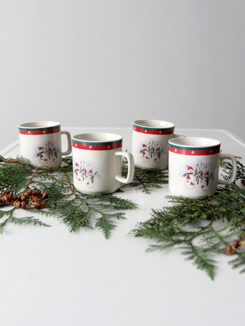 vintage Royal Season Stoneware snowman mugs set of 4