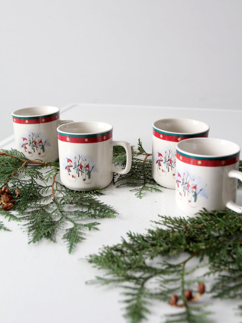 vintage Royal Season Stoneware snowman mugs set of 4