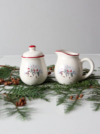 vintage Royal Season Stoneware snowman creamer & sugar bowl set