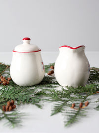 vintage Royal Season Stoneware snowman creamer & sugar bowl set