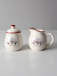 vintage Royal Season Stoneware snowman creamer & sugar bowl set