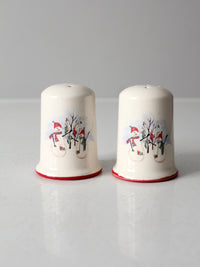 vintage Royal Season Stoneware snowman salt & pepper shakers