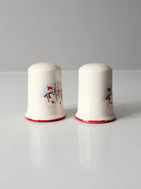 vintage Royal Season Stoneware snowman salt & pepper shakers