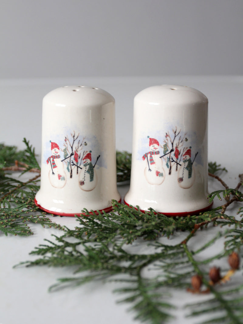 vintage Royal Season Stoneware snowman salt & pepper shakers