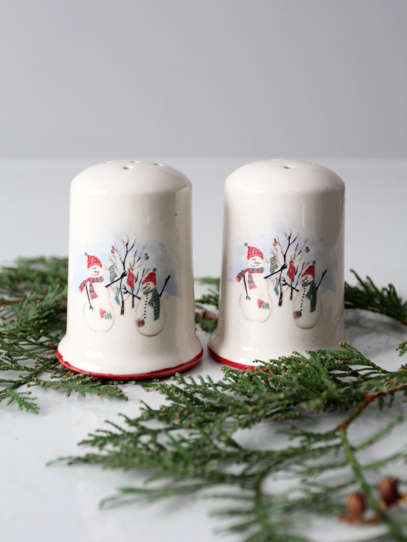 vintage Royal Season Stoneware snowman salt & pepper shakers