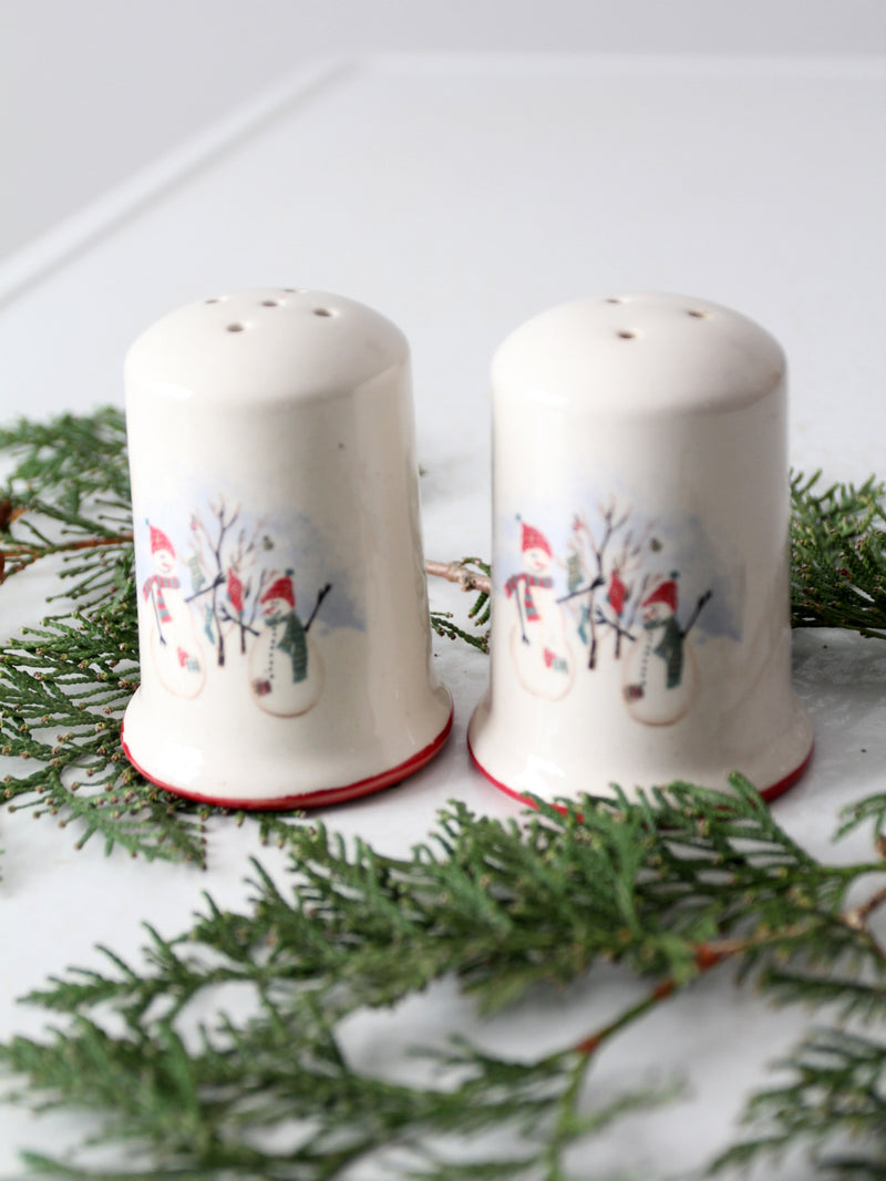 vintage Royal Season Stoneware snowman salt & pepper shakers