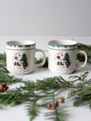 vintage Let It Snow Christmas mugs pair