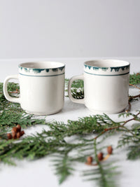 vintage Let It Snow Christmas mugs pair