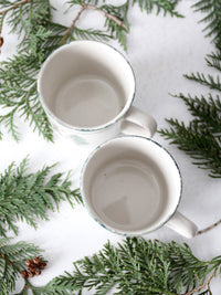 vintage Let It Snow Christmas mugs pair