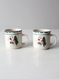 vintage Let It Snow Christmas mugs pair