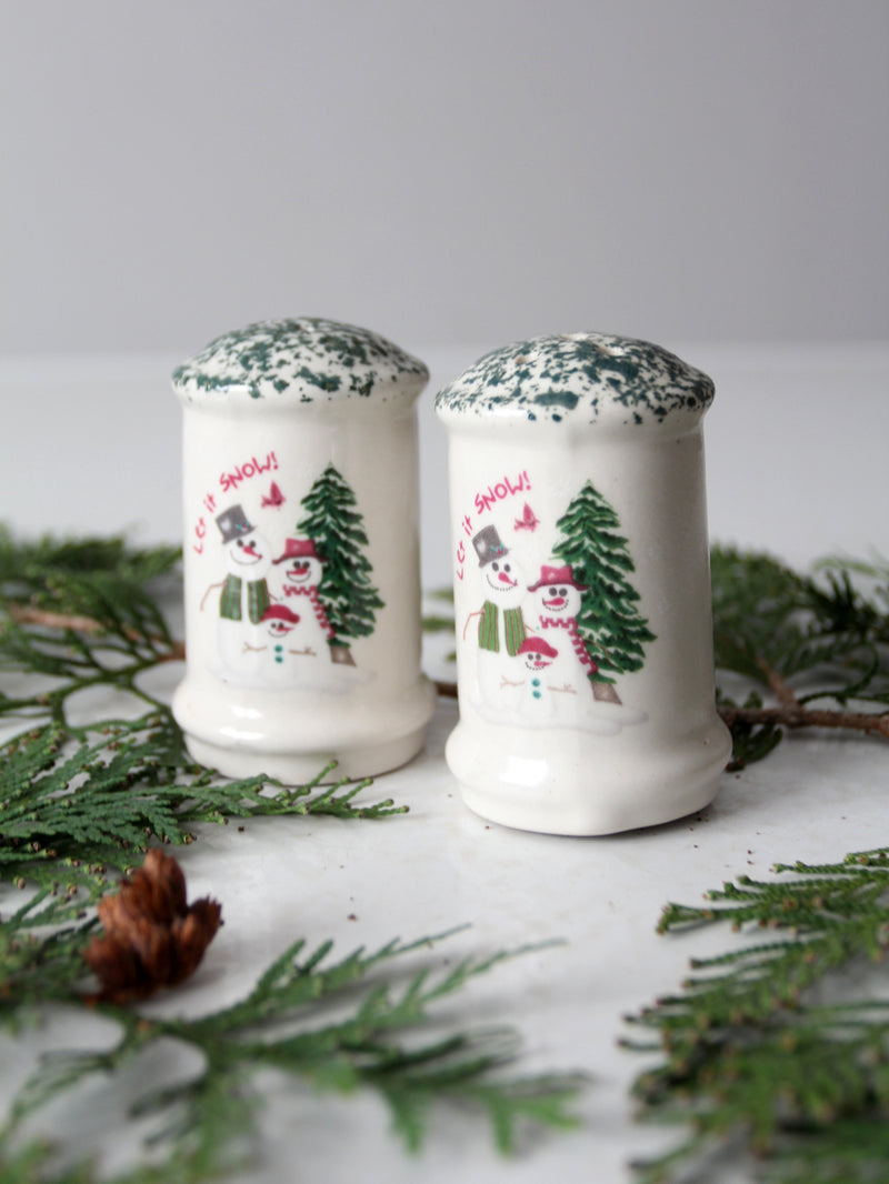 vintage Let It Snow Christmas salt & pepper shakers