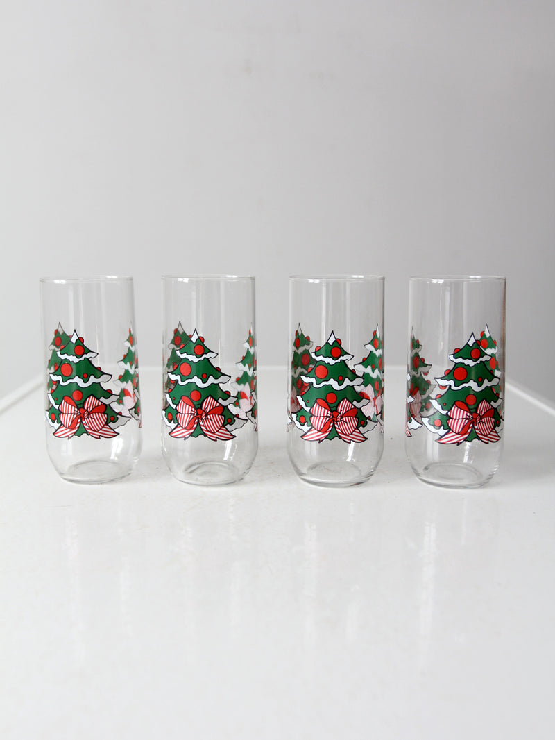 vintage Christmas drinking glasses set of 4